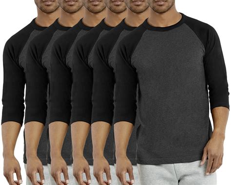 6 Packs of Top Pro Men's 3/4 Sleeve Crew Neck Raglan Jersey Baseball ...