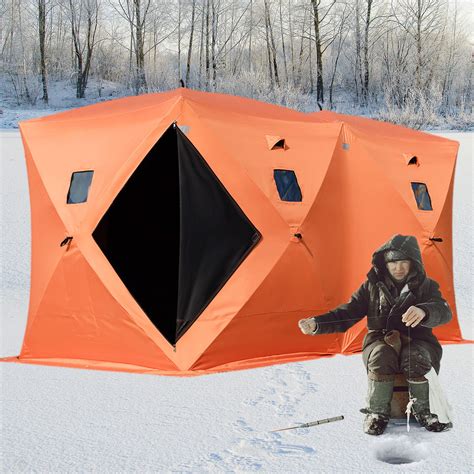 VEVOR 8 Person Ice Fishing Shelter Tent, 300D Oxford Fabric Portable ...