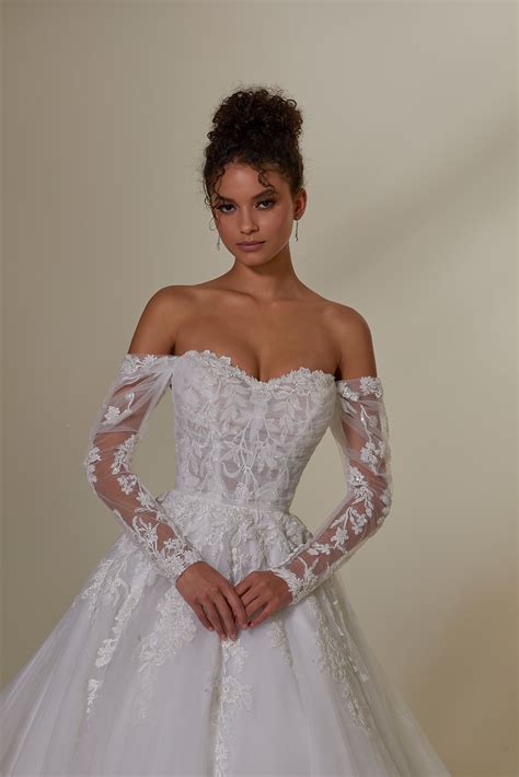 Mori Lee 2549 Mabel Illusion Sleeve Ruched Bodice Bridal Dress - MadameBridal.com