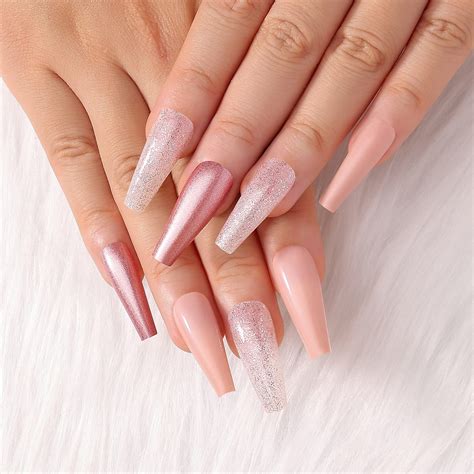 Light Pink Glitter Acrylic Nails at Jessica Bullard blog