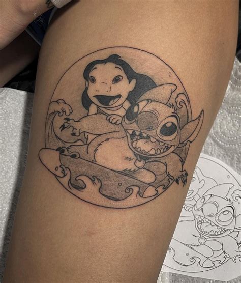 Lilo and stitch couple tattoos - Eagleviewtattoo.com