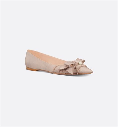 Adiorable Ballet Flat Nude Fringed Grosgrain | DIOR