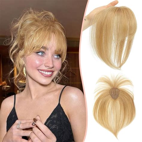 Clip in Bangs,360°Cover Bangs Hair 100% Real Human Hair Topper Fake ...