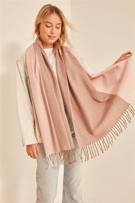 Soft Textured Herringbone Thick Women's Shawl-Navy