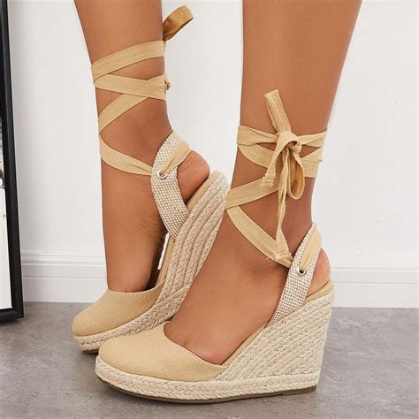 Lace up espadrille wedges platform heel singback sandals – Artofit