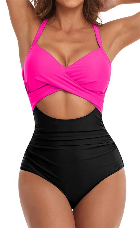 Snapklik.com : Womens One Piece Swimsuits Tummy Control Cutout High ...