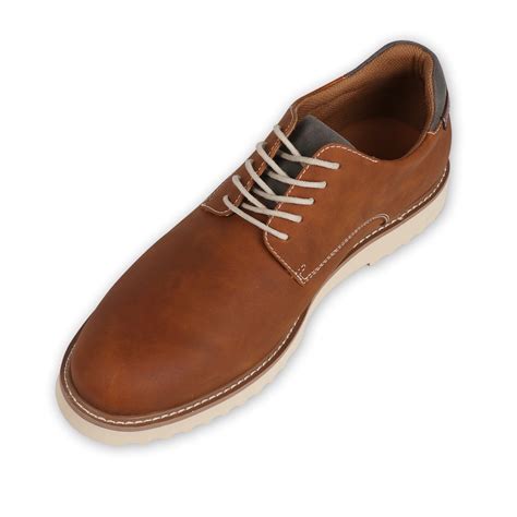 BIGTREE Mens Brown Lace up Casual Oxford Leather Wide Shoes Size 11 ...