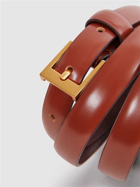 Reiss Tan Holly Thin Leather Belt