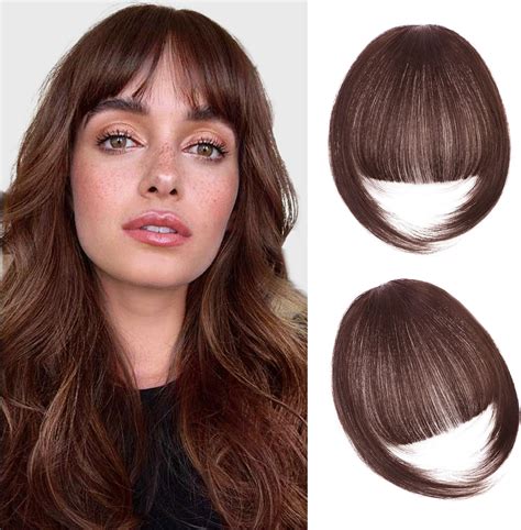 Amazon.com : QGZ Clip in Bangs Fake Bangs Hair Clip Fringe with Temples ...