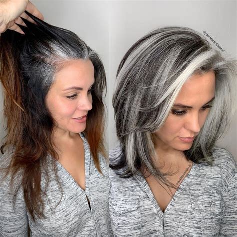 22+ Highlights And Lowlights For Gray Hair Ideas | Galhairs | Grey hair ...