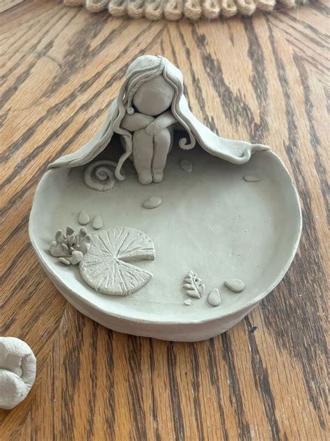 WIP air dry clay jewelry dish by me | Clay ceramics, Clay pottery ...