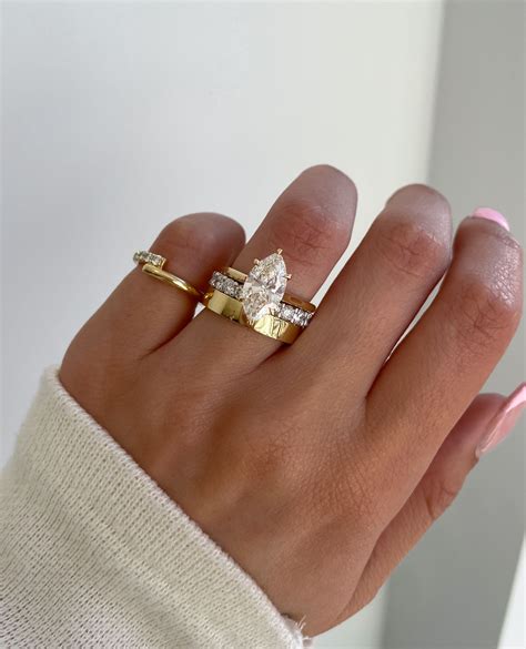 Marquise Solitaire Engagement Ring Stack | Stacked engagement ring ...