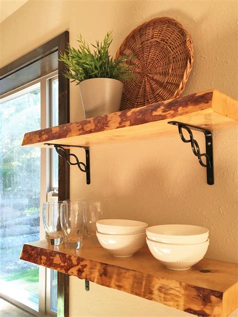 Handmade Live Edge Floating Shelves for Custom Kitchen