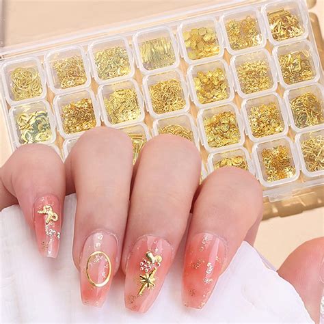 Amazon.com: 3 Boxes Gold Nail Charms with Gold Star, Moon, and Rose ...