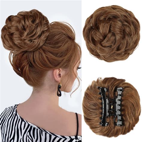 Amazon.com : CHRSHN 2PCS Messy Bun Hair Piece Claw Clip Hair Bun Messy ...