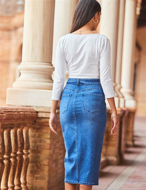 Denim Belted Midi Pencil Skirt | SOSANDAR | M&S