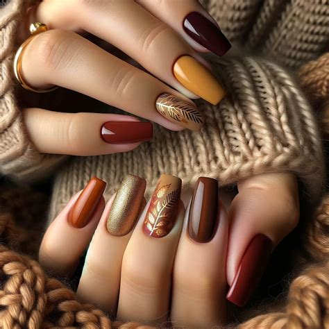 Shining Autumn Nails – Orange, Glitter, Gold, and Bronze Styles ...