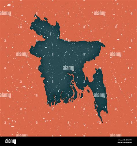 Bangladesh vintage map. Grunge map of the country with distressed texture. Bangladesh poster ...