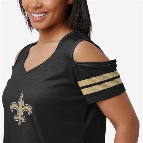 New Orleans Saints Womens Cold Shoulder T-Shirt FOCO
