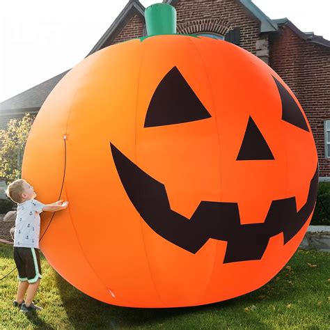 ZPISF 10 FT Halloween Inflatables Giant Pumpkin with Rotating LEDs ...