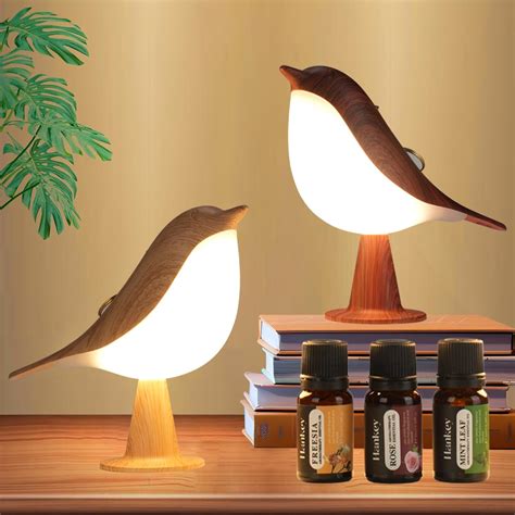 Lenporl 2 Pack Bird LED Table Lamp Touch Sensor Bedside Aroma Lamps ...
