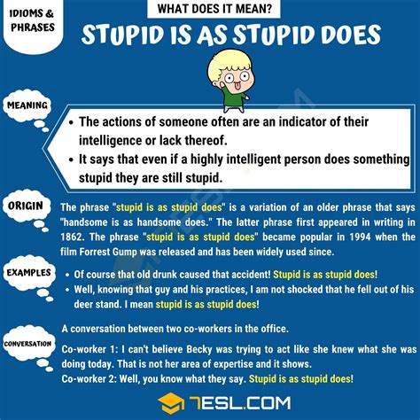 "Stupid Is As Stupid Does" Meaning, Origin and Examples • 7ESL