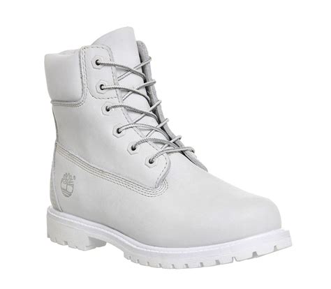 Timberland Premium 6 Boots White Mono Nubuck - Ankle Boots | Lace ankle ...