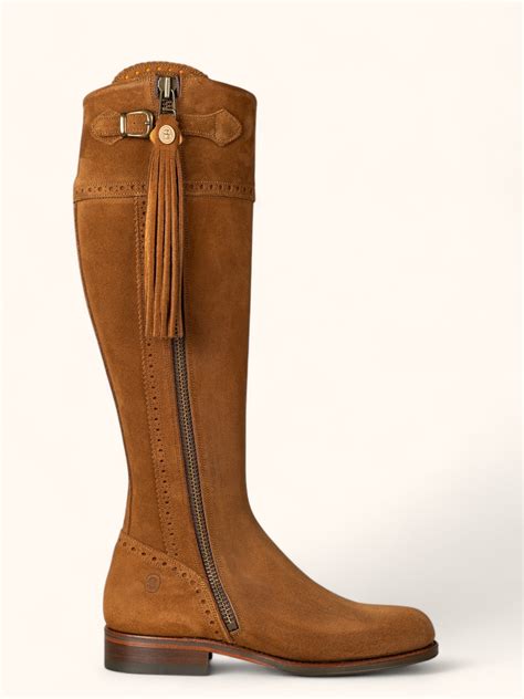 Tall Spanish Riding Boots in Camel Suede - The Spanish Boot Company