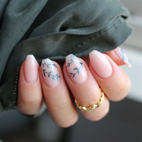 🌿 Vine metallic nail art on nude nails | Ballerina nails, Ballerina nails designs, Ballerina ...