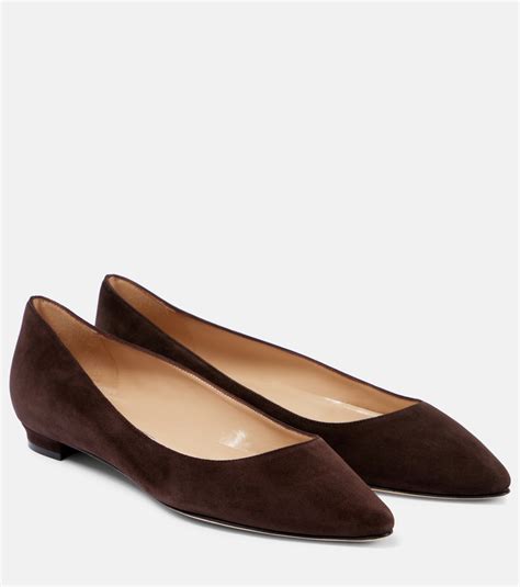 Lanza BB suede ballet flats in brown - Manolo Blahnik | Mytheresa