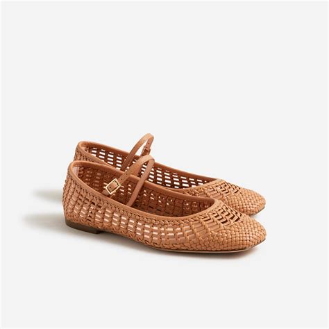 J.Crew Quinn Woven Ballet Flats In Metallic Leather in Brown | Lyst