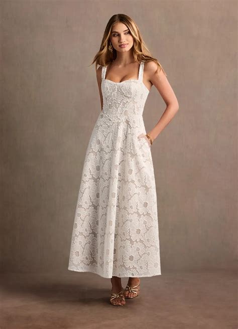 Charlotte White Lace Maxi Dress | Azazie UK