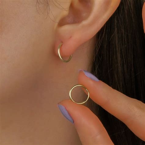 Small Gold Sleeper Hoop Earrings Gold Huggie Hoop Earrings,dainty ...