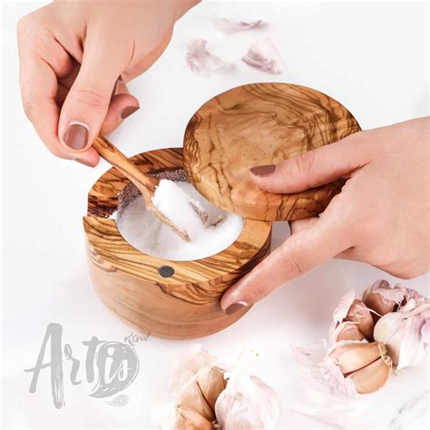 Wooden Salt Cellar with Wooden Spoon - Artisraw