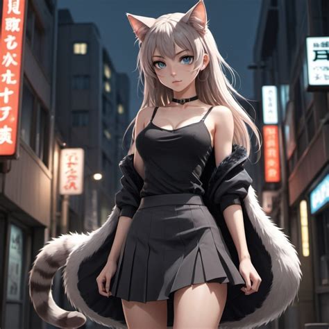 Anime, hot, cat girl, detailed eyes, sleek design, p...