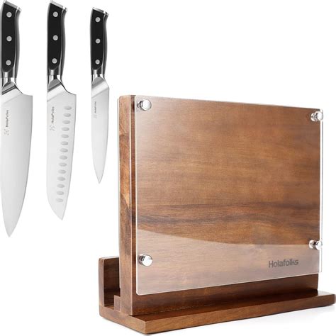 Amazon.com: HolaFolks Kitchen Magnetic Knife Block with Acrylic Shield ...
