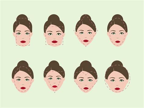 Various Type Face Shape Female Against Pristine Green Background ...