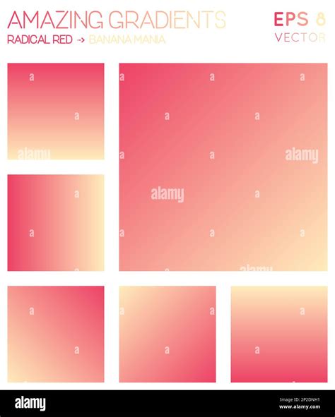 Colorful gradients in radical red, banana mania color tones. Actual ...