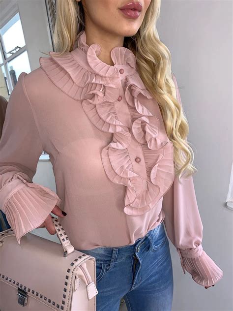 Women Ruffled Frill Flared Sleeve Blouse – byshoppy