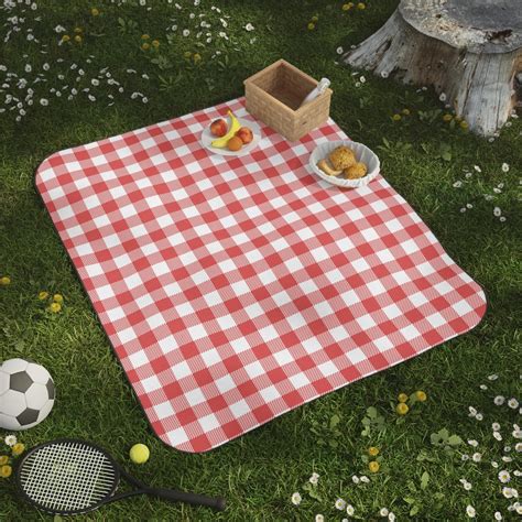 Red Gingham Picnic Blanket Vintage Picnic Blanket Outdoor Blanket 61x51 ...