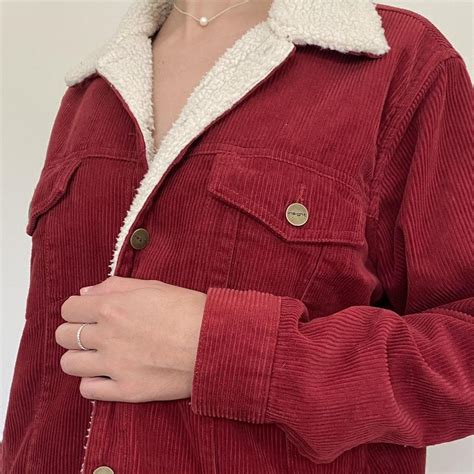 the coolest bright red corduroy jacket from Insight... - Depop