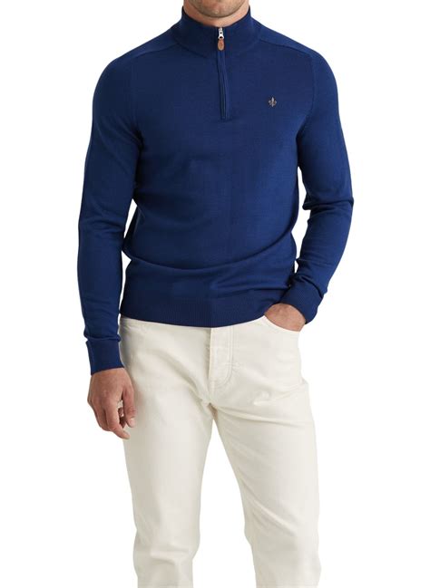 Morris Stockholm Merino John Zip - Blå | Follestad