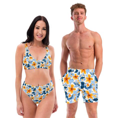 Floral Matching Swimsuits for Couples - Tropical Couples Swimwear ...