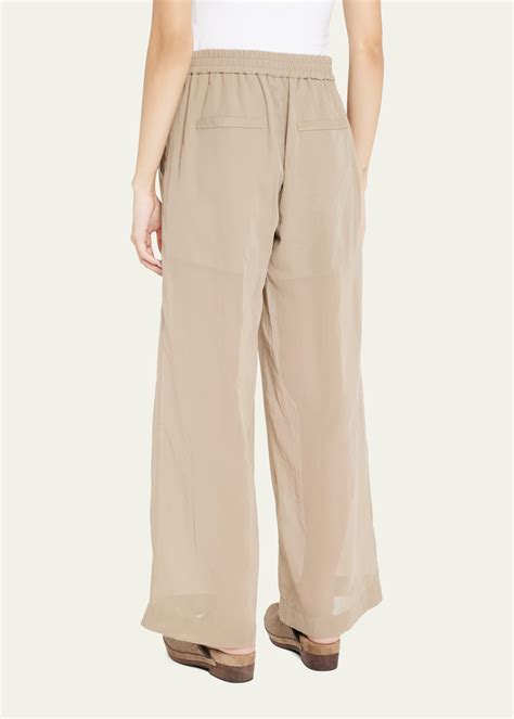Brunello Cucinelli Crispy Silk Straight-Leg Pull-On Pants - Bergdorf ...