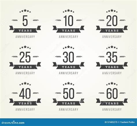 Insieme Dei Segni Di Anniversario, Simboli Cinque, Dieci, Venti, Trenta ...