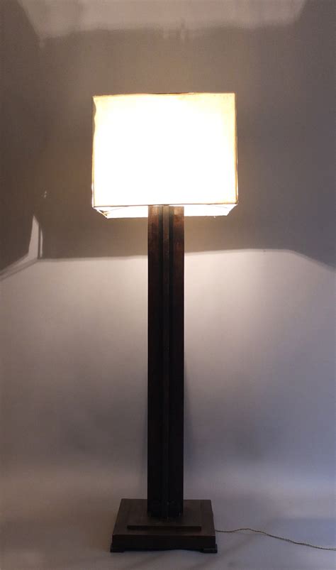 A Fine French Art Deco Wooden Square Base Floor Lamp For Sale at ...