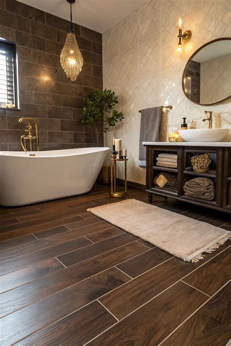 16+ Stunning Dark Wood Floor Bathroom Ideas - Heatherlight