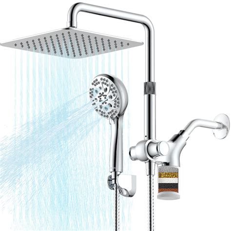 Ryamen Upgraded Dual Shower Heads Combo, 10 inch Filtered Shower Head with Handheld, 3-Way Rain ...