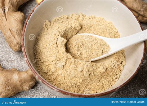 Ginger Powder, Ground Ginger Root, Top View. Stock Photo - Image of ...