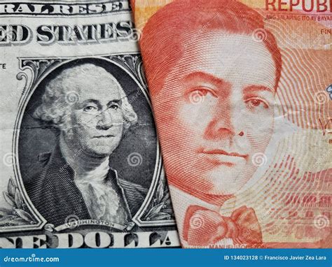 Approach To American Banknote of Five Dollars and Philippine Banknote ...